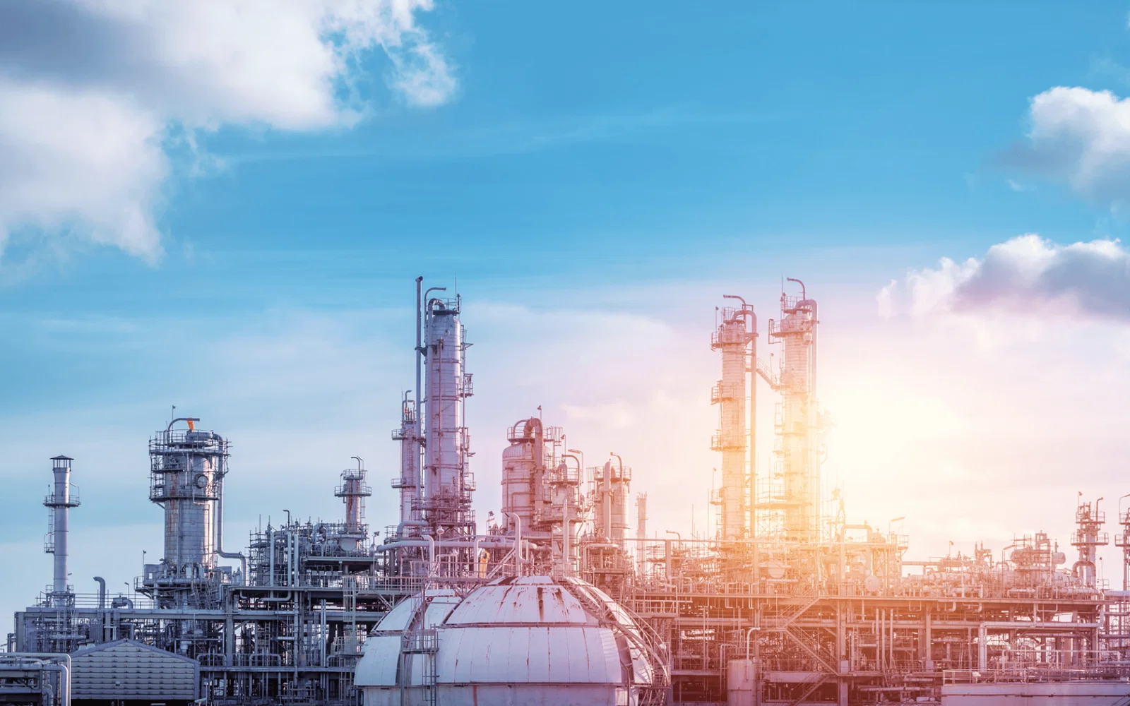 Oil refinery at sunrise